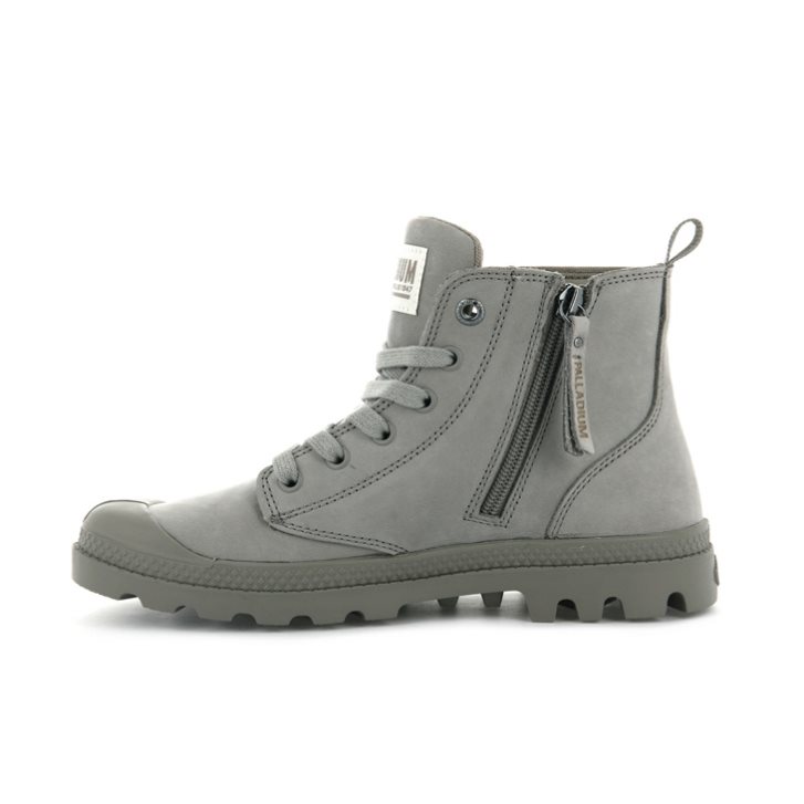 Palladium Pampa Hi Zip Nubuck Women's Boots Grey | UK M328-UHQ